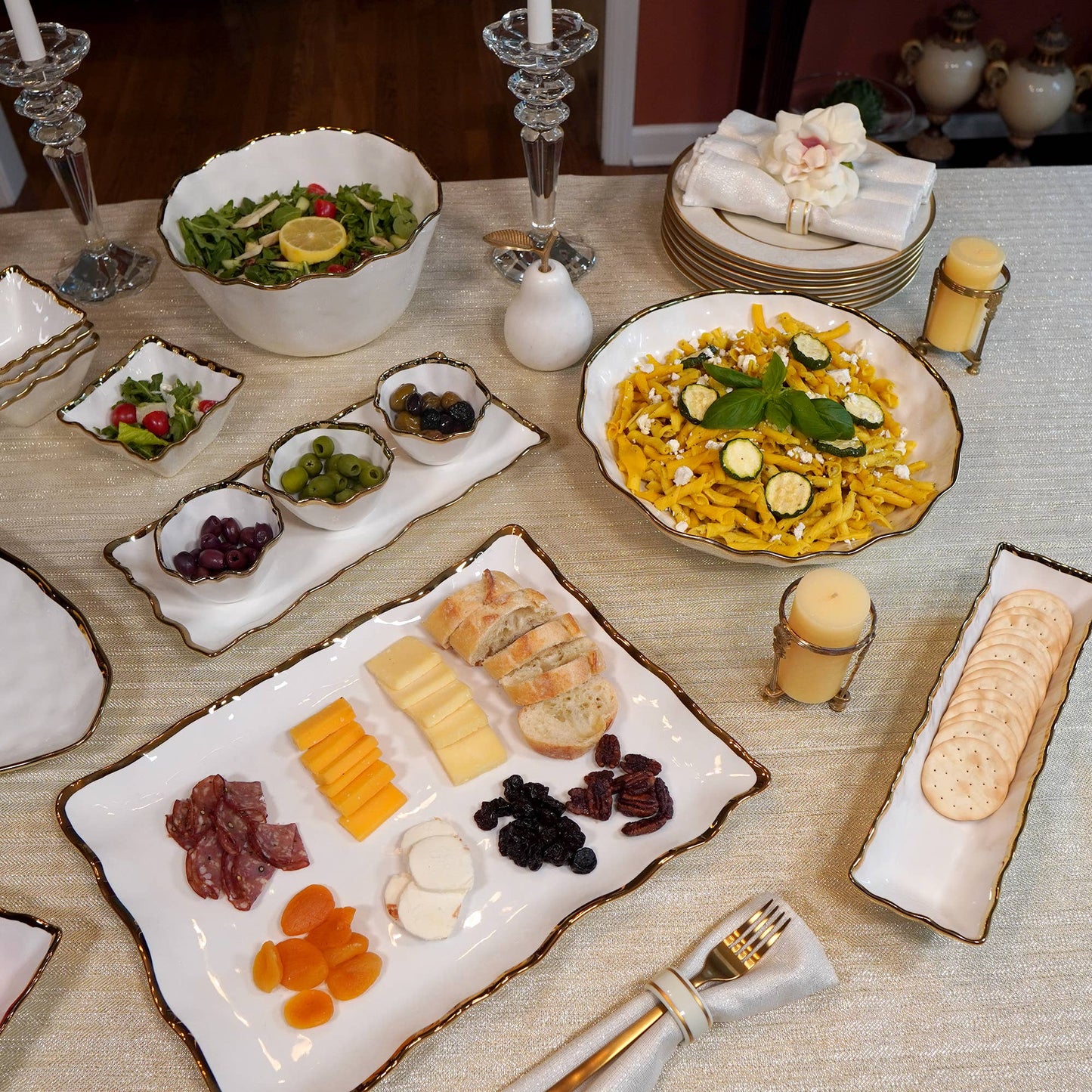 Regency Gold  4 pc. Tray w/Bowls 14in x 6.25in x 1.5in