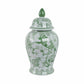 Ceramic Bird Flower Decorative Temple Jar - Green, 18 in.