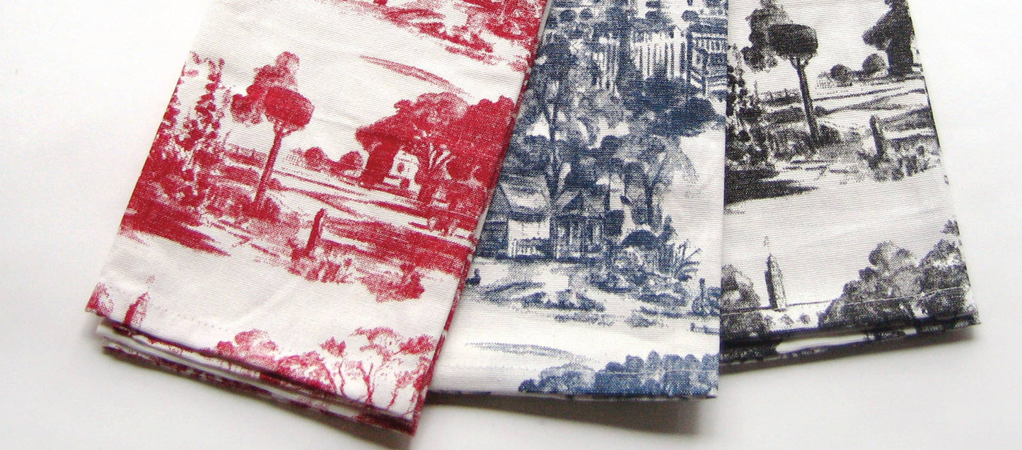 Toile Kitchen Towels 2-Pc Set - Red