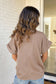 LAS Crochet Lace Accent Pullover Rolled Blouse (S-L): Parchment / Missy