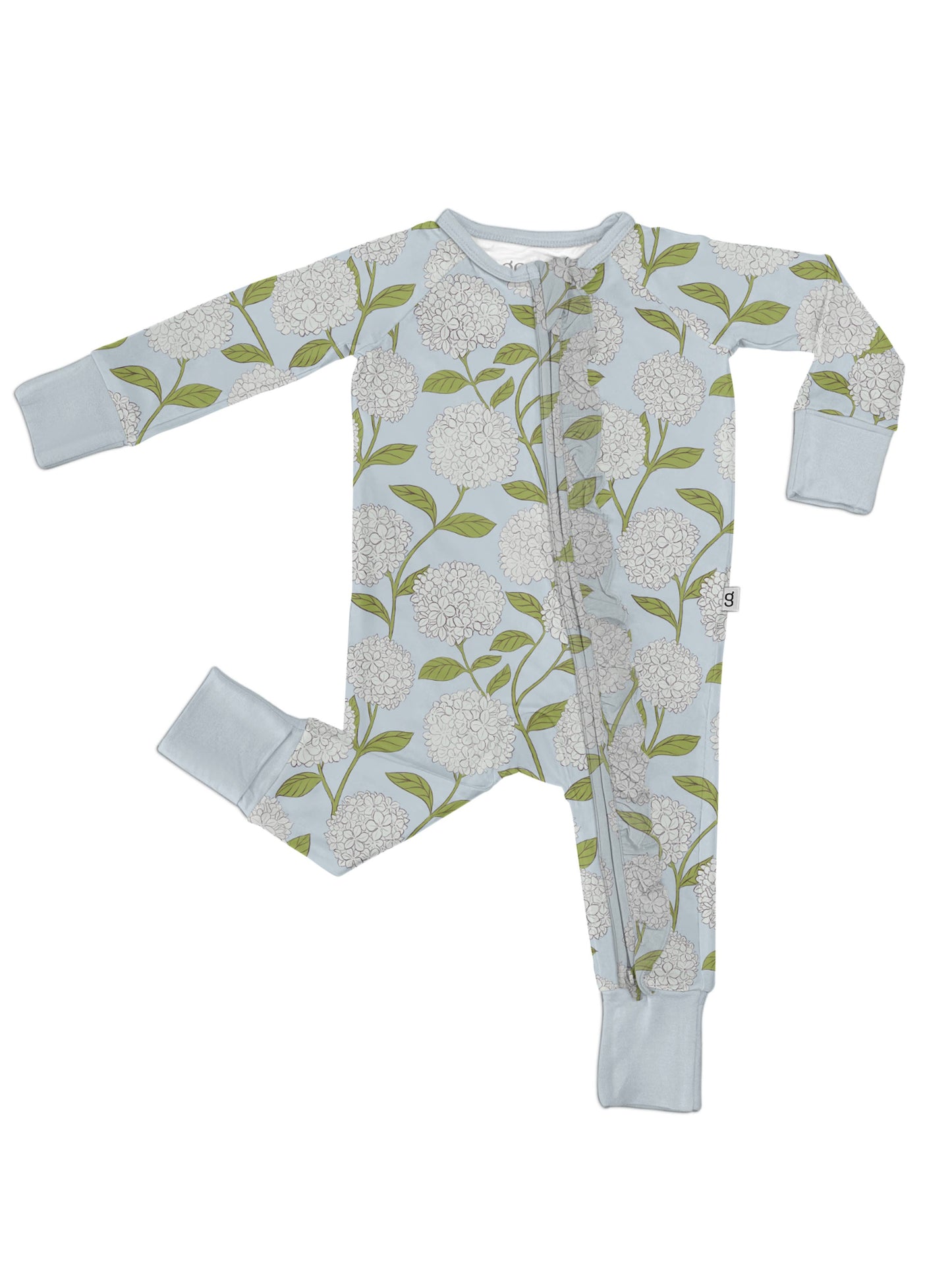 Hydrangeas - Zip Convertible Pajamas w/ Ruffles: 3-6 months