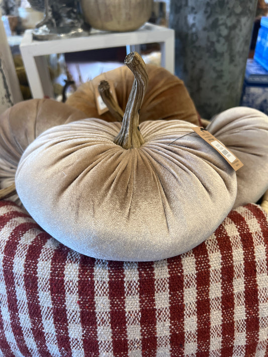 Tan Velvet Pumpkin w/Resin Stem