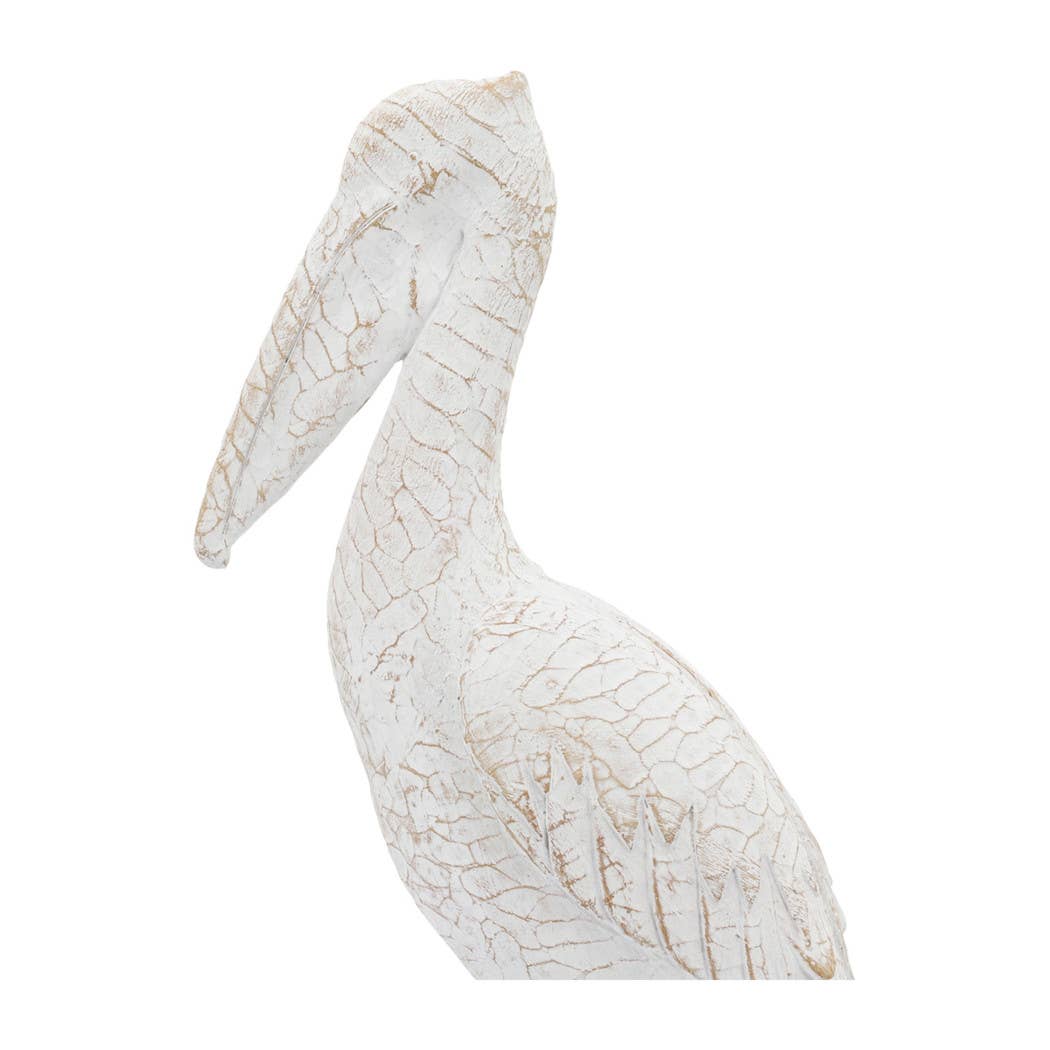 Decorative Figurine - White Ceramic Standing Pelican, 14 in.