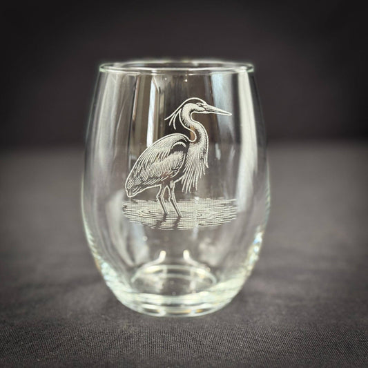 Blue Heron 15 oz Stemless Wine Glass