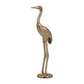 Figurine - Gold Metal Standing Crane Gleaming Finish, 16 in.