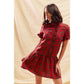 RED CHECKERED PLAID CHRISTMAS HOLIDAY MINI DRESS: RED CHECK / XL