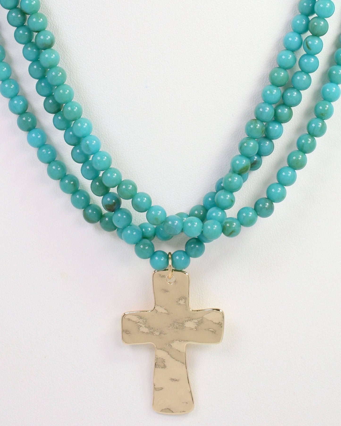Barstow Layered Beaded Cross Necklace Turquoise: Default