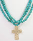 Barstow Layered Beaded Cross Necklace Turquoise: Default