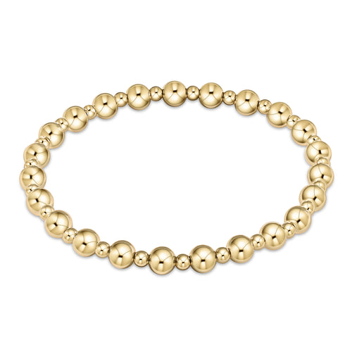 Classic Grateful Pattern 6mm Bead Bracelet- Gold