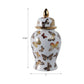 Multicolor 14x7 in. Ceramic Glam Temple Jar with Butterflies