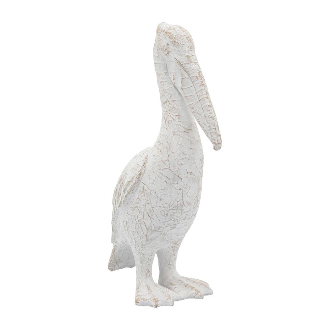 Decorative Figurine - White Ceramic Standing Pelican, 14 in.