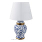 Table Lamp - Blue Ceramic Chinoiserie Floral Birds, 19 in.