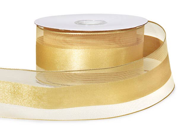 Wired Satin Stripe Sheer Ribbon: White / 1 Pack / 1-1/2"x25 yards
