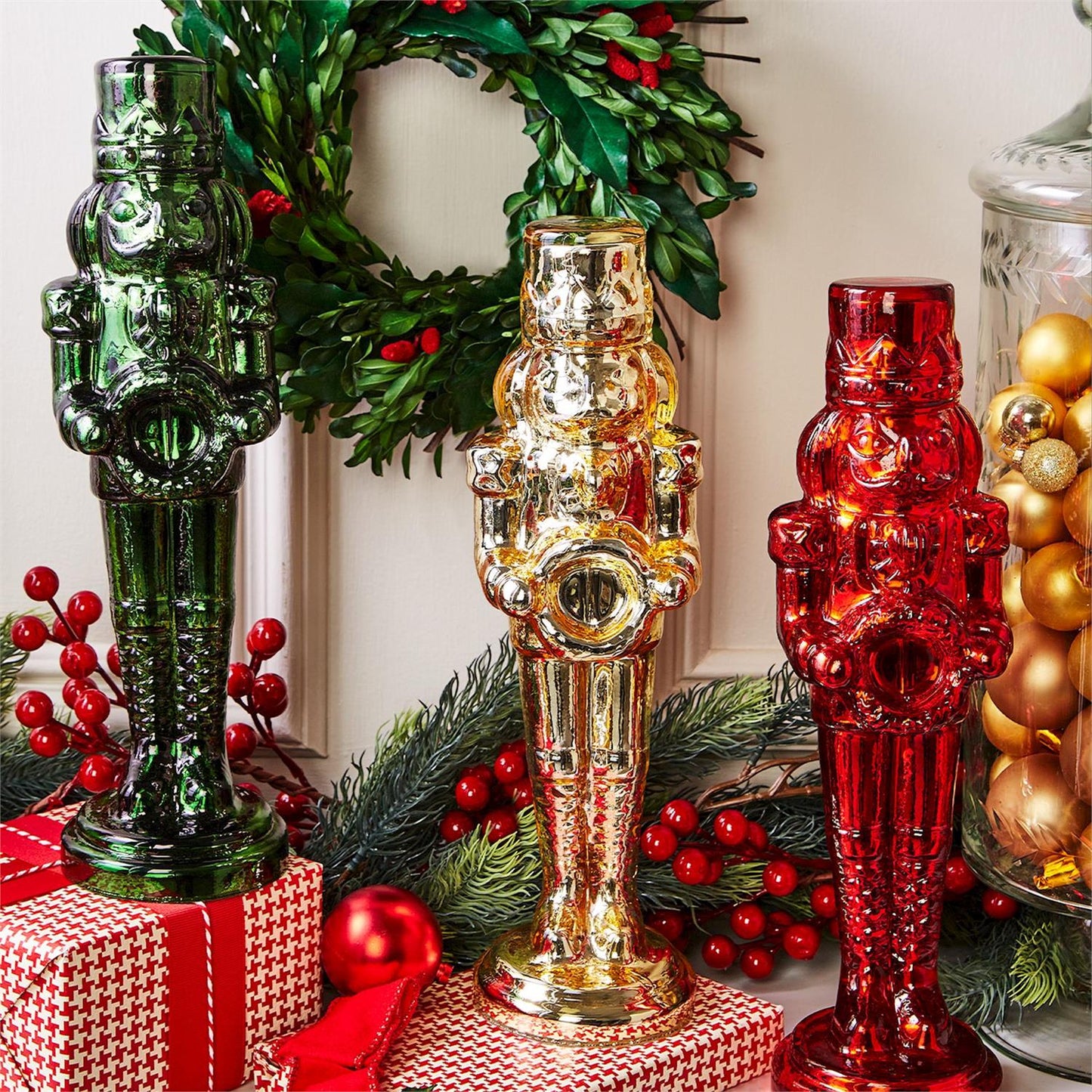 Mercury Glass Finish Nutcracker Decor (3 Colors)