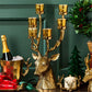 Gold Stag Candelabrum Centerpiece w/Six Removeable Tealight Candleholders