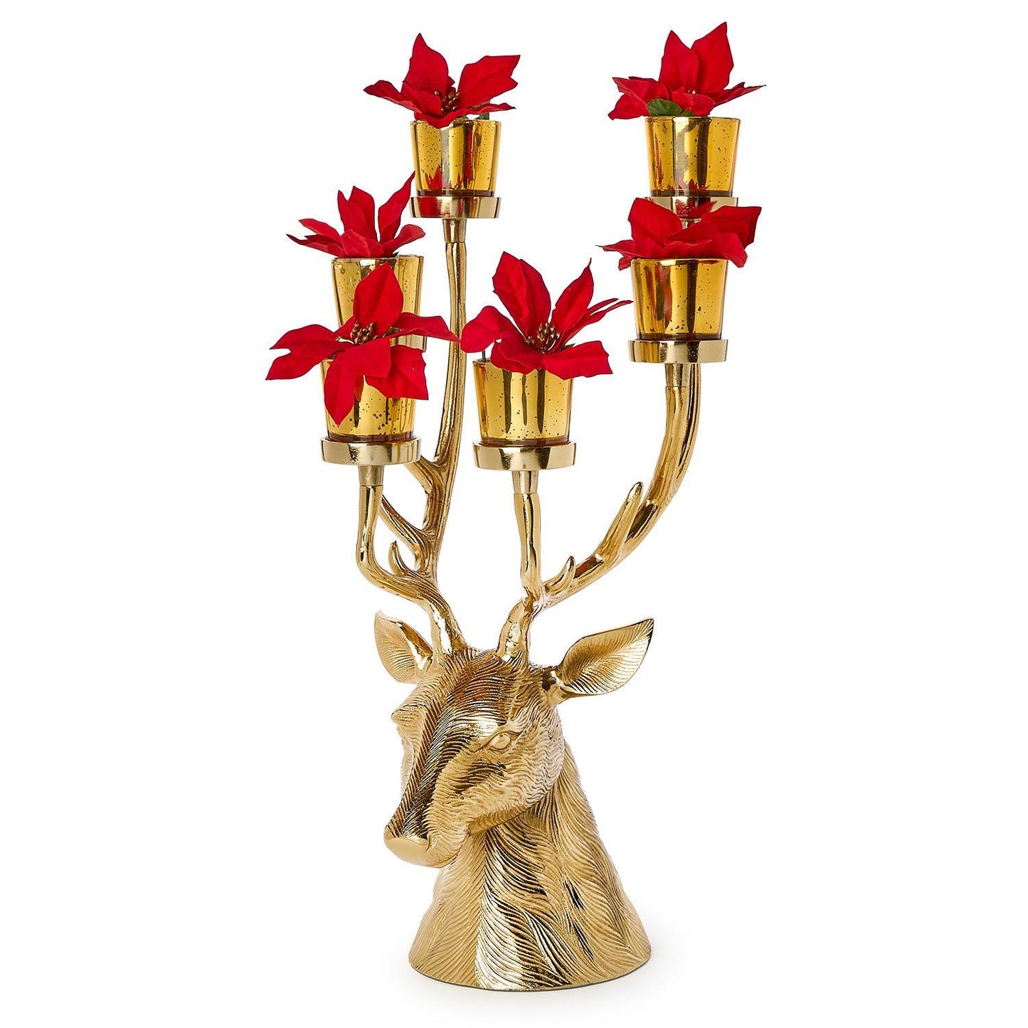 Gold Stag Candelabrum Centerpiece w/Six Removeable Tealight Candleholders