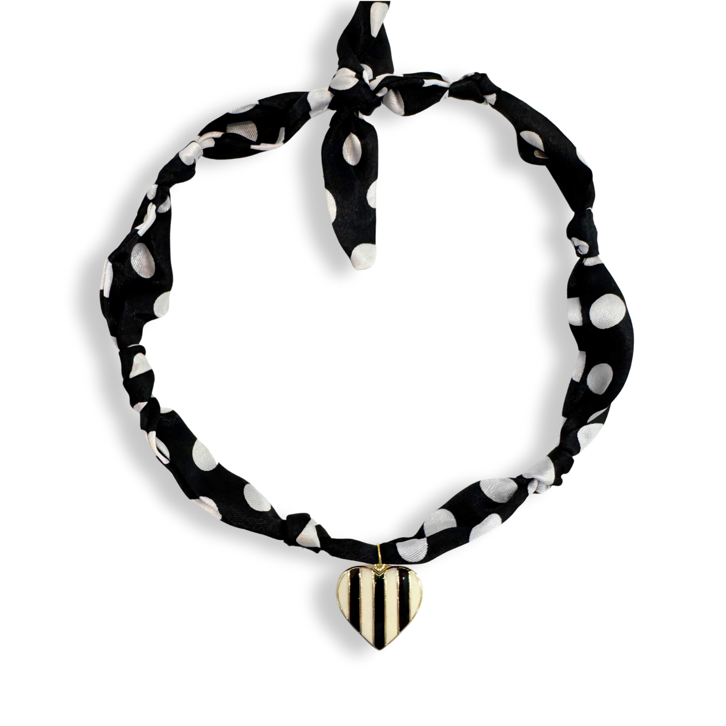 Scarf Bandana Charm Necklaces : Heart CZ - Purple Blue Abstract Scarf