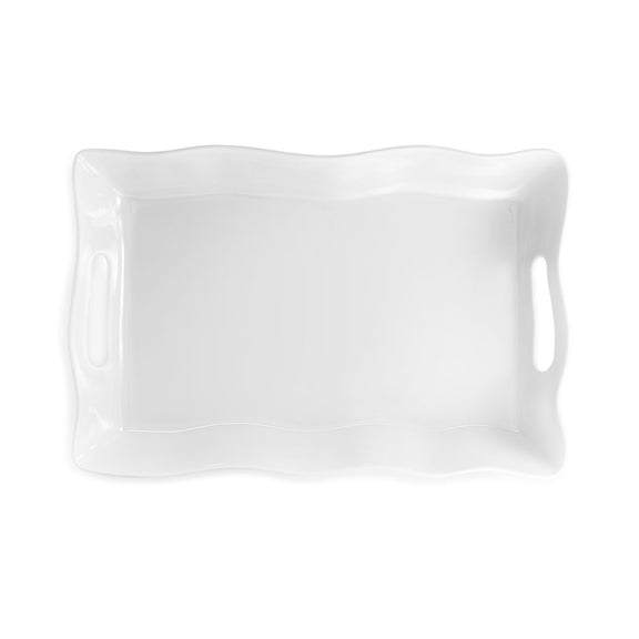 Ruffle White Melamine Small Rectangle Tray