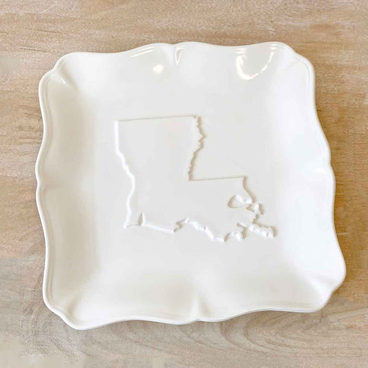 Louisiana Embossed Platter White 11.5x11.5