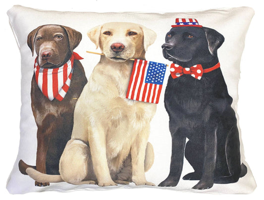 Pillow - Patriotic Dogs 1 - indoor / outdoor cushion: 19x24