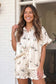 LAS Mallard Ruffle Trim Drawstring Short Lounge Set (S-XL): Beige