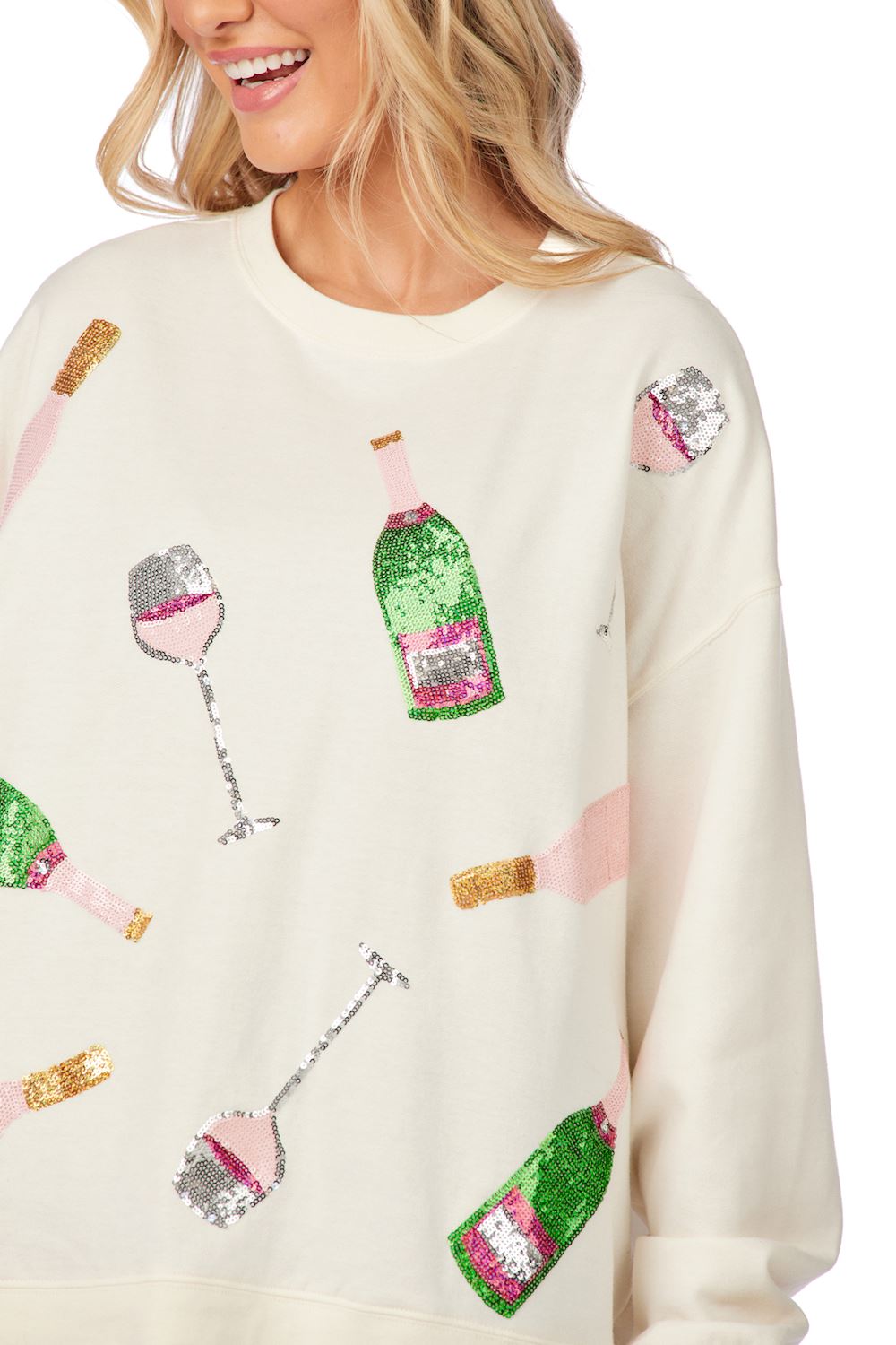 White Champagne Sparkle Sweatshirt