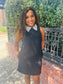 Black Mini Dress w/Embellished Collar