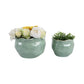 Green Ceramic Round Wavy Edge Planters (2 Sizes)