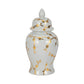 Decorative Temple Jar - White Ceramic Gold Cherry, 14 in.