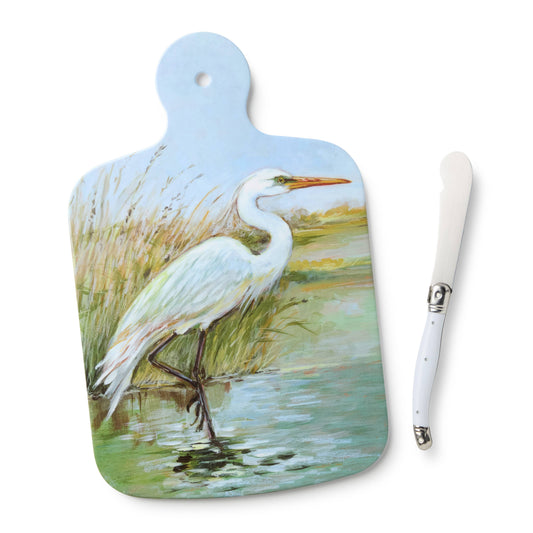 Coastal Birds Melm Cheese Board 13.25in x 8 w/knife