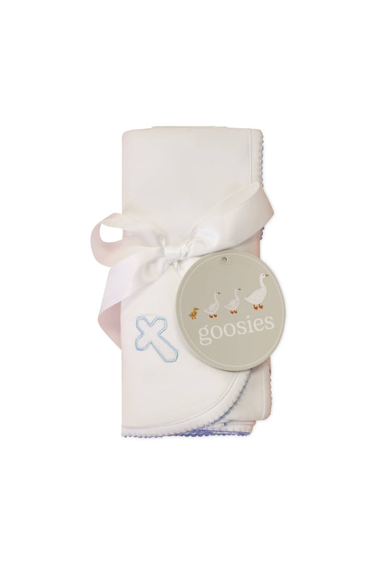 Pip Embroidered Blanket - Blue Cross