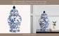 Blue 18 in. Ceramic Chinoiserie Temple Jar with Bird/Flower