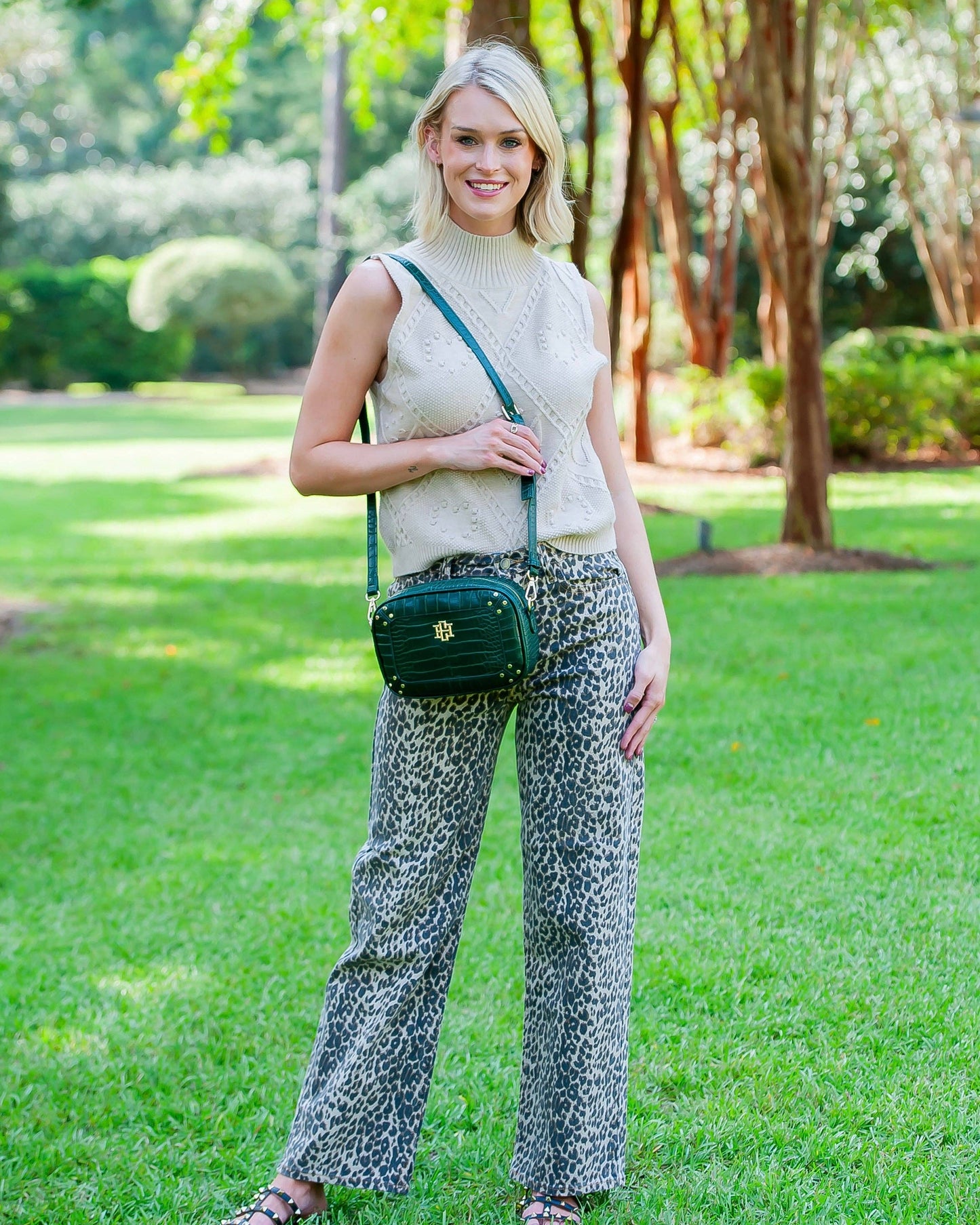 Sloane Studded Crossbody Hunter Green EC: