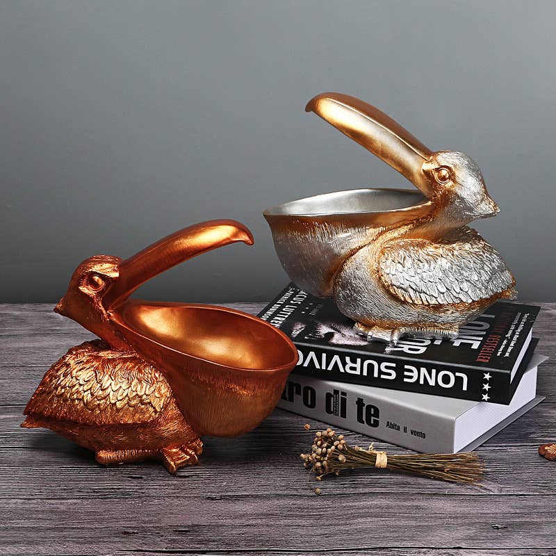Pelican Resin Storage Bowl Animal Sculpture Home Decor: White