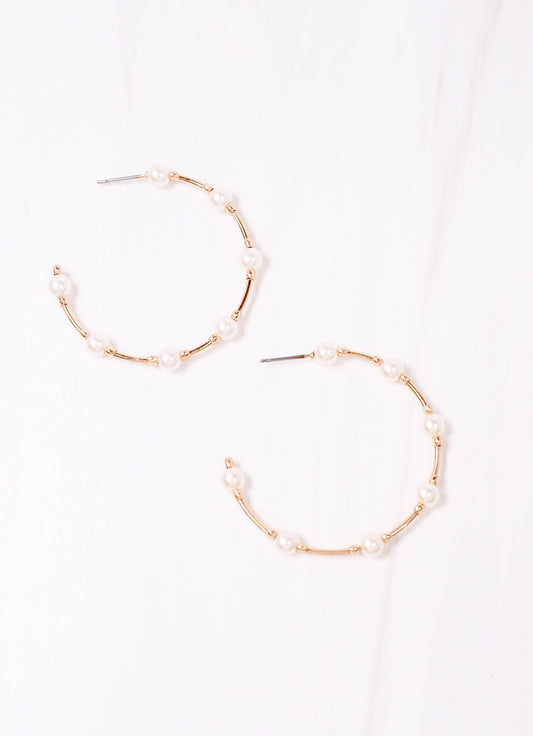 Boneta Pearl Hoop Earring GOLD
