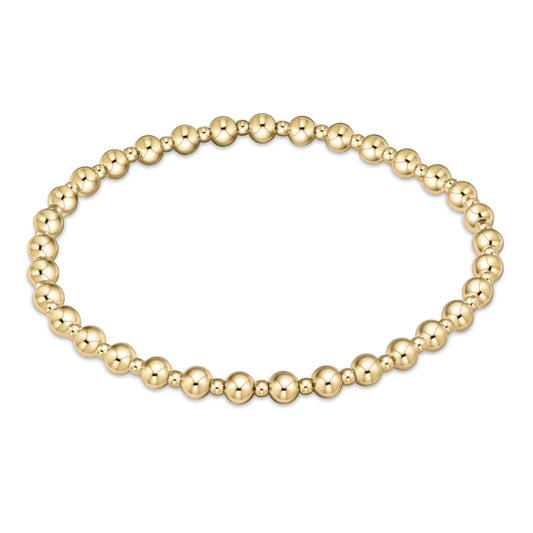 Classic Grateful Pattern 4mm Bead Bracelet -Gold