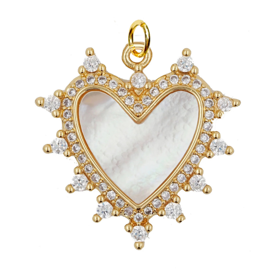 Heart Mother Of Pearl Charm For Charm Necklace