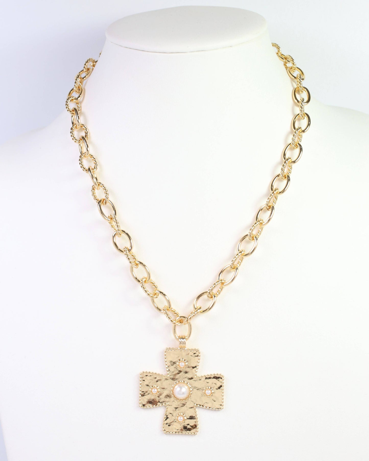 Cayce Small Cross Charm Necklace Gold: Default