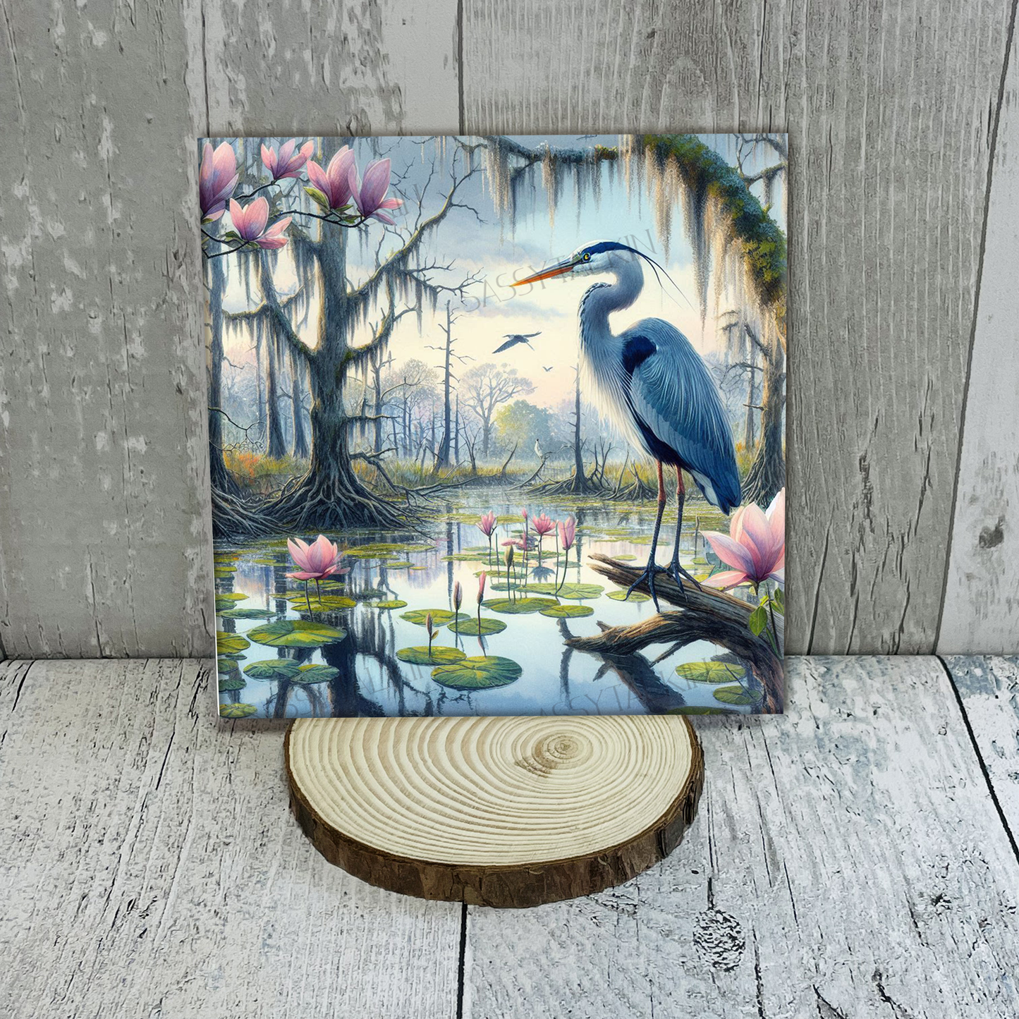 Louisiana, Artwork, Egret, Ceramic tile (Copy) (Copy): 4"x4"