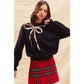 SEQUINS RIBBON CHRISTMAS HOLIDAY SWEATER TOP: BLACK/GOLD / M