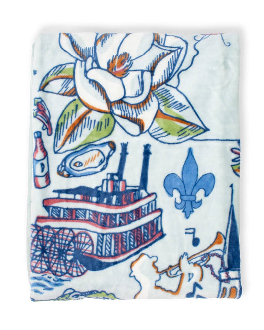 Coastal Louisiana Throw Blue/Multi 50x60