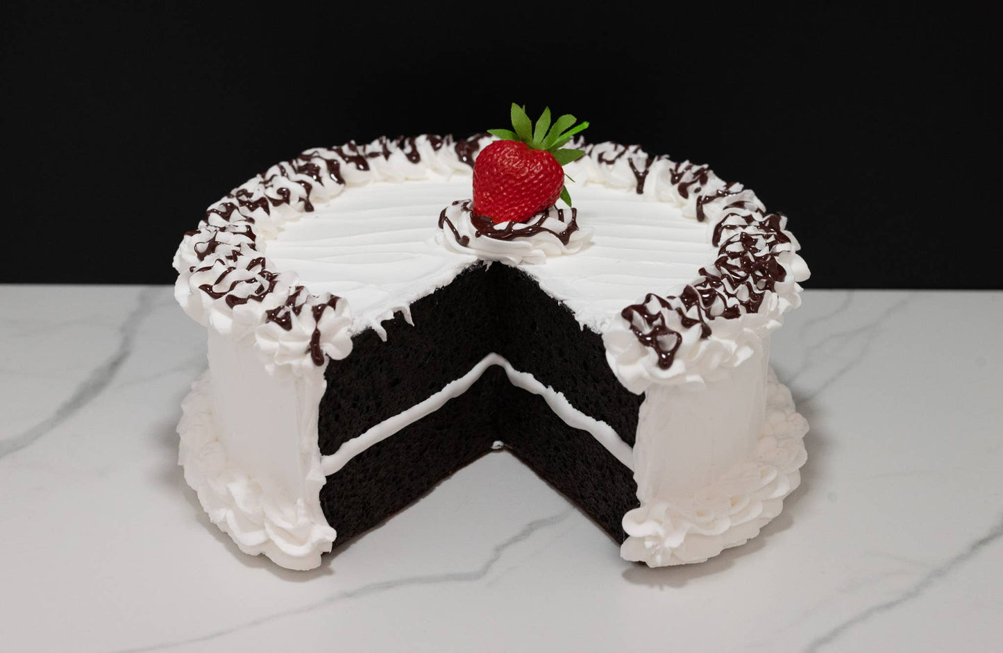 Large Fake Vanilla Cake with Slice Missing