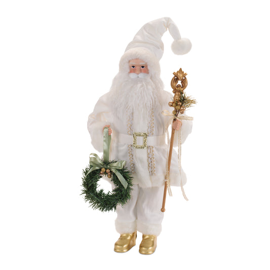 White Santa w/Wreath