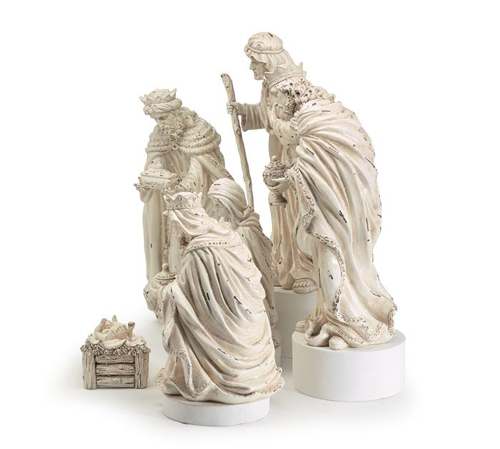 Distressed White Nativity Set (Set of 6)