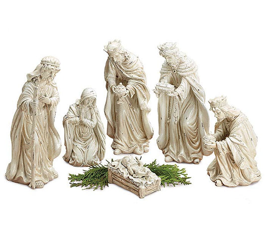 Distressed White Nativity Set (Set of 6)