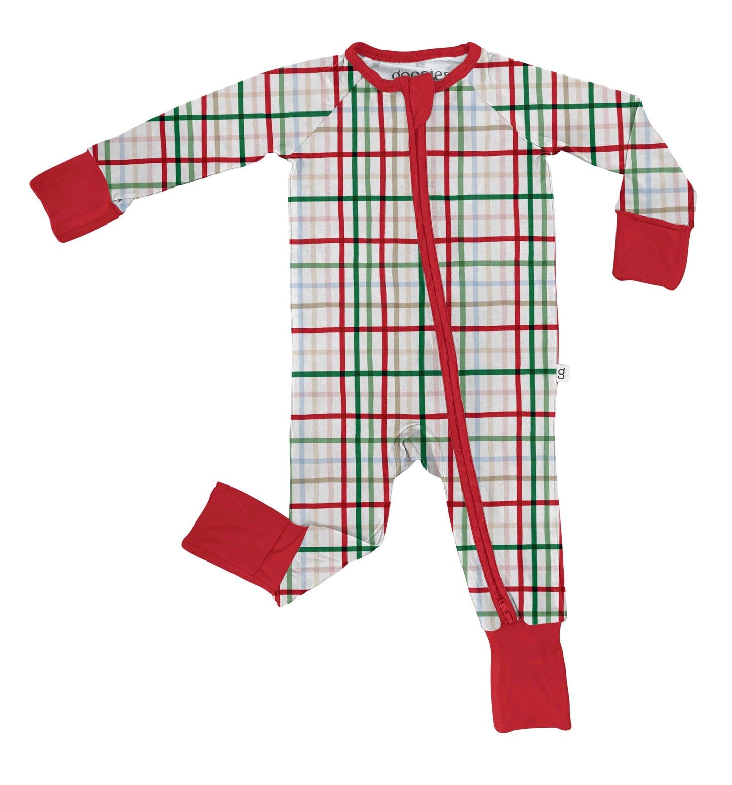 Festive Plaid  - LS Convertible Zip PJs: 3-6 mo