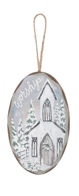 Snowy Church Message Ornament (3 Styles)