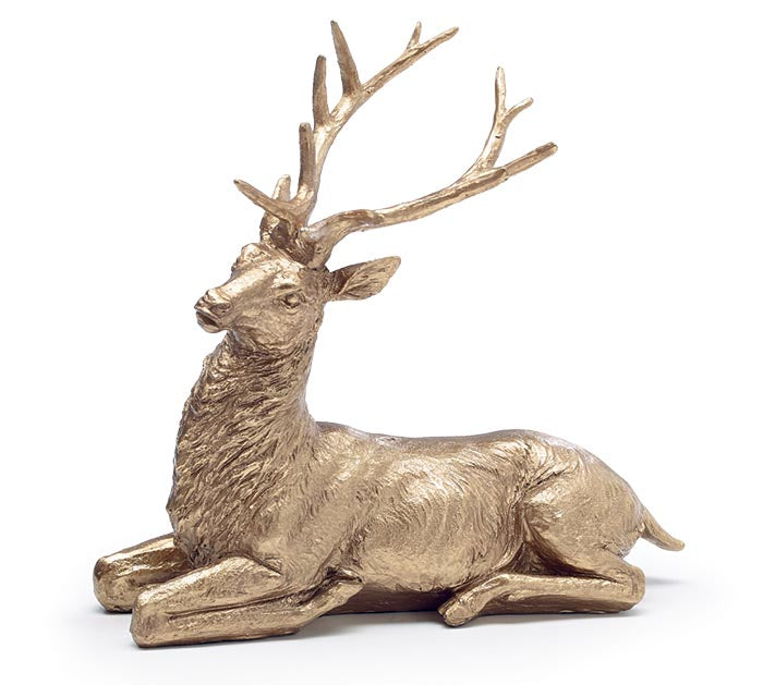Gold Resin Lying Deer Decor