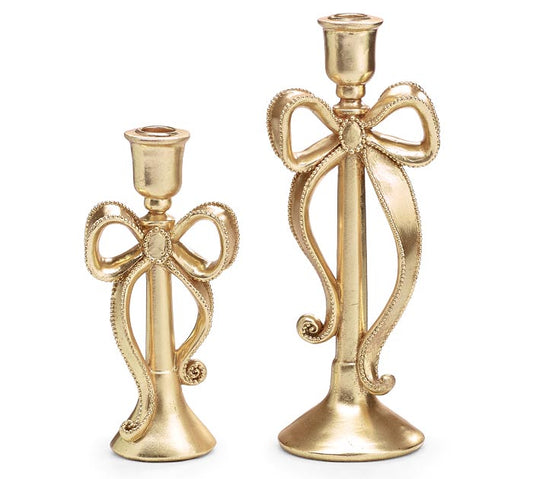 Gold Bow Candleholders (2 Sizes)
