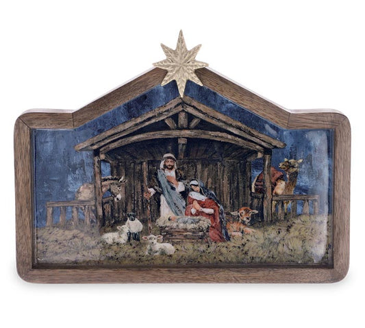 Mango Wood Nativity Scene Shelf Sitter
